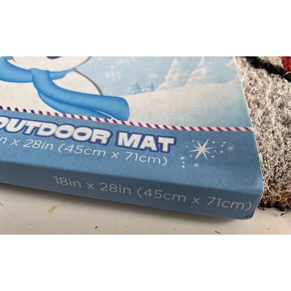 Frosty The Snowman Christmas Outdoor Coir Mat Rug 18 X 28” Snowflakes Winter NEW - Picture 4 of 11